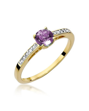 14k Gold Ring with Amethyst Diamond 0.50ct