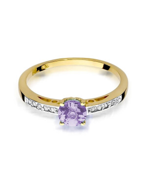 Złoty Pierścionek 14k z diamentem ametyst 0,50ct