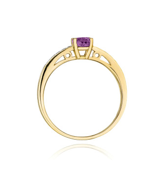 Złoty Pierścionek 14k z diamentem ametyst 0,50ct