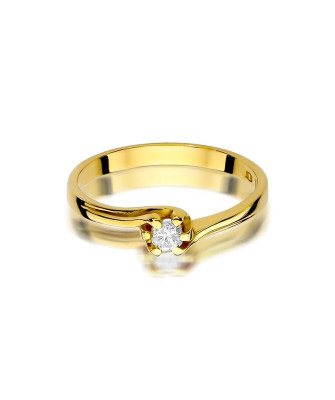 Złoty Pierścionek 14k z diamentem brylant 0,10ct