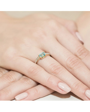 Złoty Pierścionek 14k z diamentem topaz 0,65ct