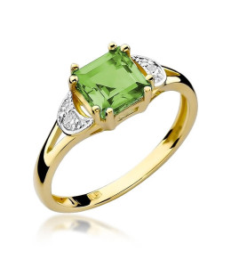14k Gold Ring with Peridot Diamond 1.10ct