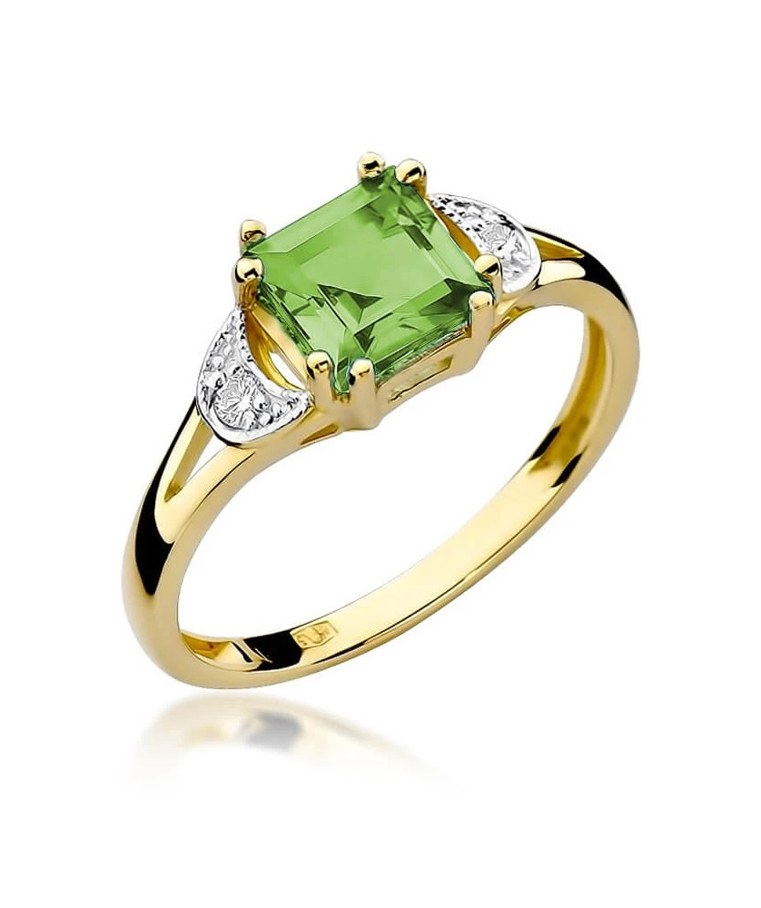 14k Gold Ring with Peridot Diamond 1.10ct