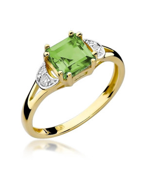 14k Gold Ring with Peridot Diamond 1.10ct