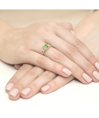 Złoty Pierścionek 14k z diamentem oliwin 1,10ct
