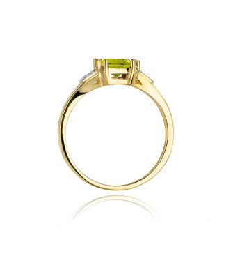 14k Gold Ring with Peridot Diamond 1.10ct