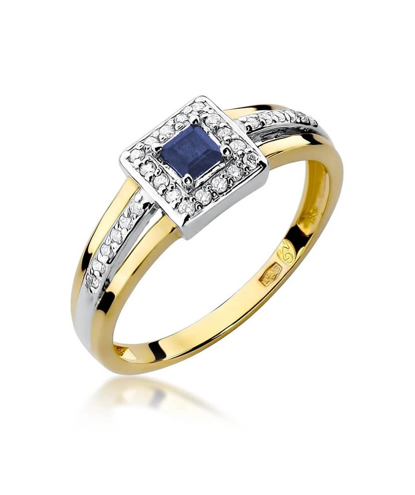 Złoty Pierścionek 14k z diamentem szafir 0,20ct