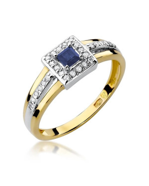Złoty Pierścionek 14k z diamentem szafir 0,20ct