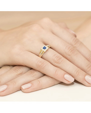 Złoty Pierścionek 14k z diamentem szafir 0,20ct