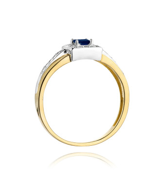 Złoty Pierścionek 14k z diamentem szafir 0,20ct