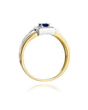 Złoty Pierścionek 14k z diamentem szafir 0,20ct