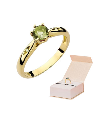 14k Gold Ring with Peridot Diamond 0.60ct