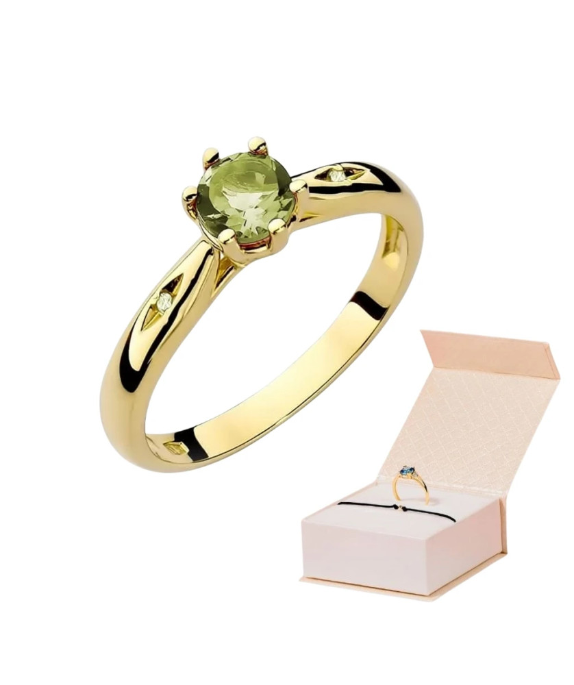 14k Gold Ring with Peridot Diamond 0.60ct