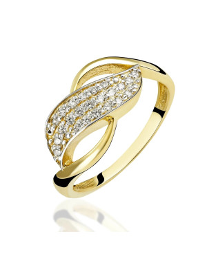 Gold ring 8k zirconia leaf