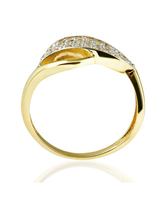 Gold ring 8k zirconia leaf