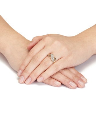 Gold ring 8k zirconia leaf