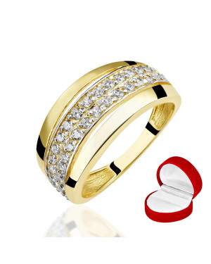 Wide gold ring 8k with white stones