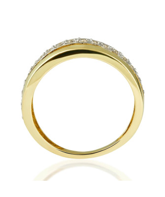 Wide gold ring 8k with white stones