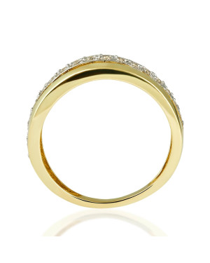 Wide gold ring 8k with white stones