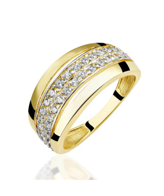 Wide gold ring 8k with white stones