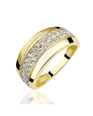Wide gold ring 8k with white stones