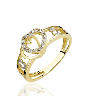 Gold heart ring with cubic zirconia