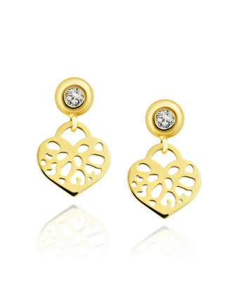 Gold oriental heart earrings 14k