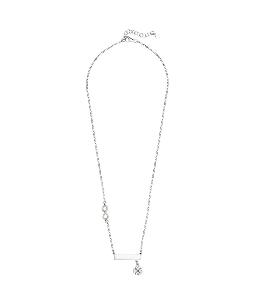 Silver Infinity and Clover Necklace Engravable