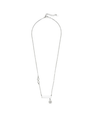 Silver Infinity and Clover Necklace Engravable