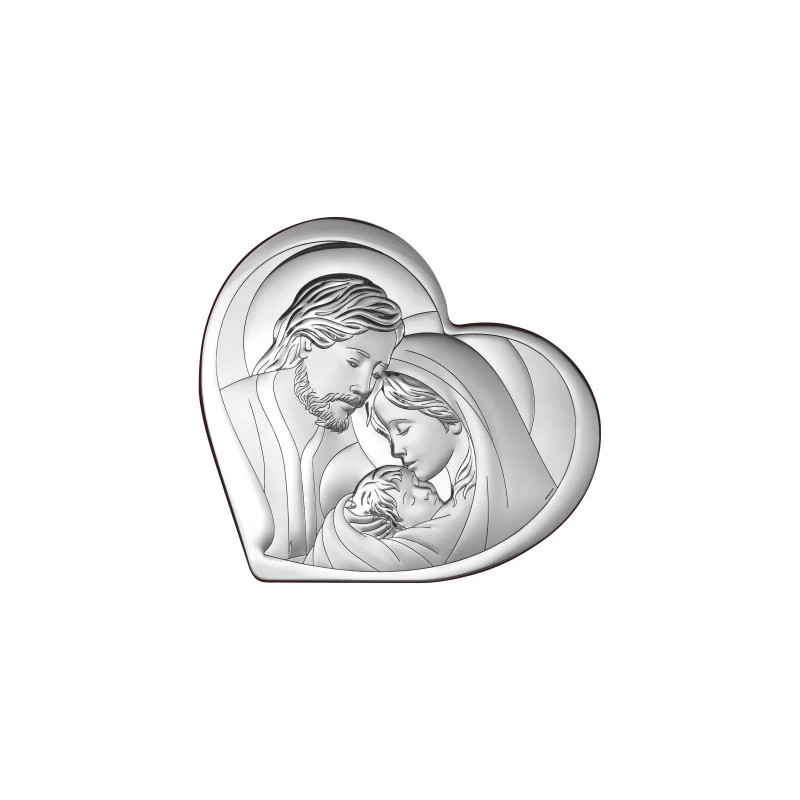 Silver Image of the Holy Family in the Heart Silver Image of the Holy Family in the Heart