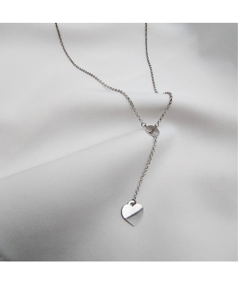 Silver Heart Drop Necklace