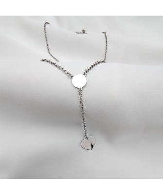 Silver Heart Drop Necklace