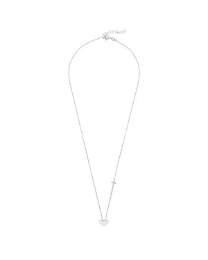 Silver Cross & Heart Necklace