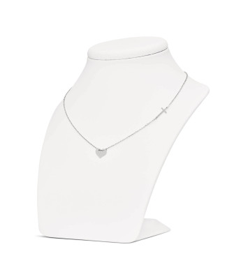 Silver Cross & Heart Necklace