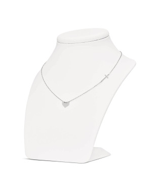 Silver Cross & Heart Necklace