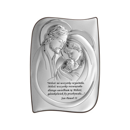 Silver Picture of the Holy Family with a Quote