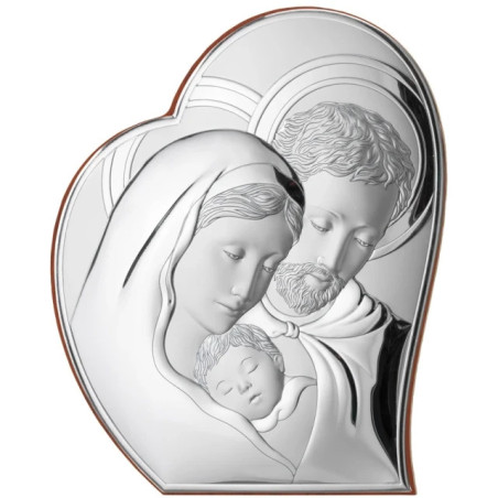 Silver Image of the Holy Family in the Heart