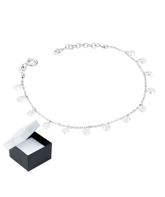 Silver bracelet with white stones