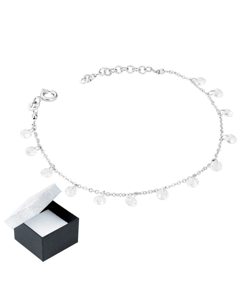 Silver bracelet with white stones