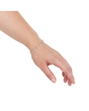Silver bracelet with white stones