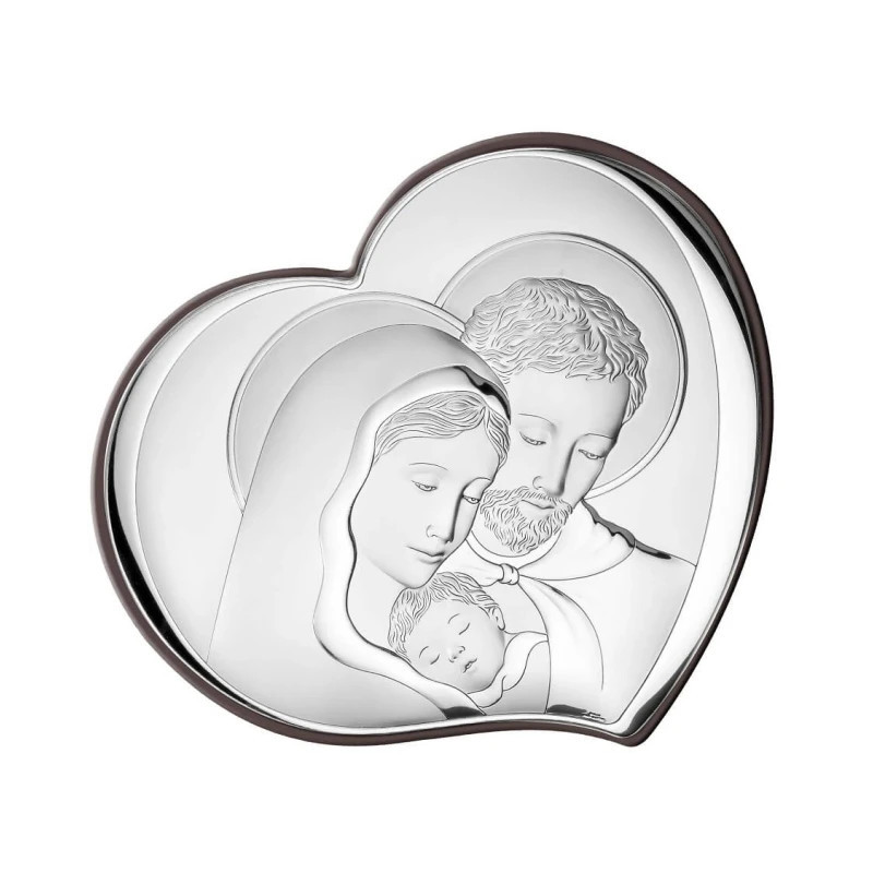 Silver Image of the Holy Family in the Heart Silver Image of the Holy Family in the Heart