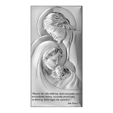 Silver Picture of the Holy Family with a Quote