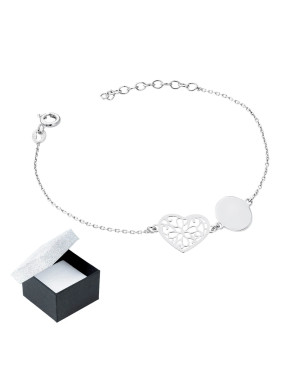 Silver bracelet filigree heart ENGRAVING