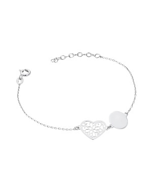 Silver bracelet filigree heart ENGRAVING