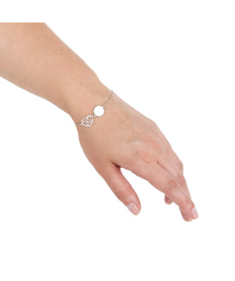 Silver bracelet filigree heart ENGRAVING