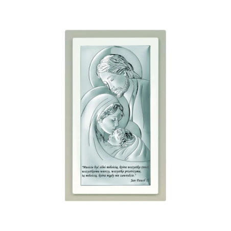 Silver Picture of the Holy Family with a Quote