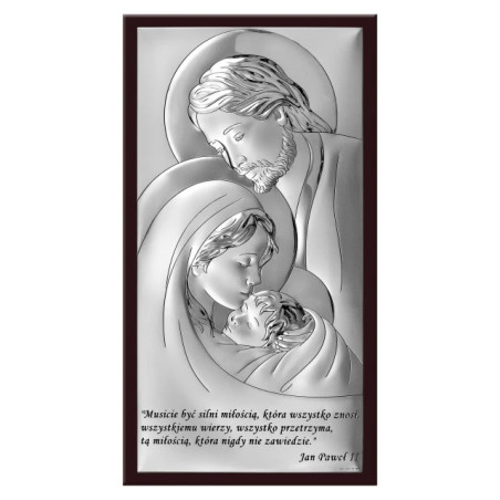 Silver Picture of the Holy Family with a Quote