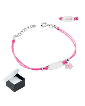 Princess bracelet ENGRAVING pink flower