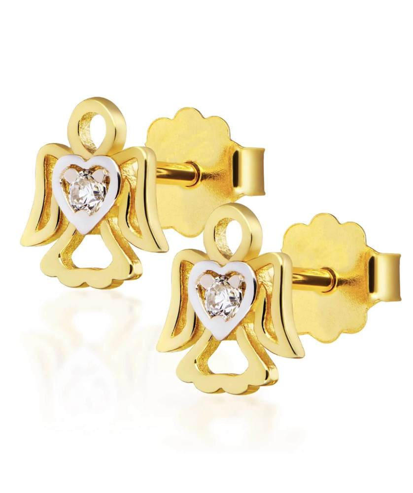 Earrings for a girl angel with zirconia 8k test