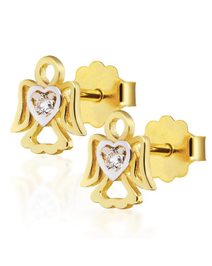 Earrings for a girl angel with zirconia 8k test